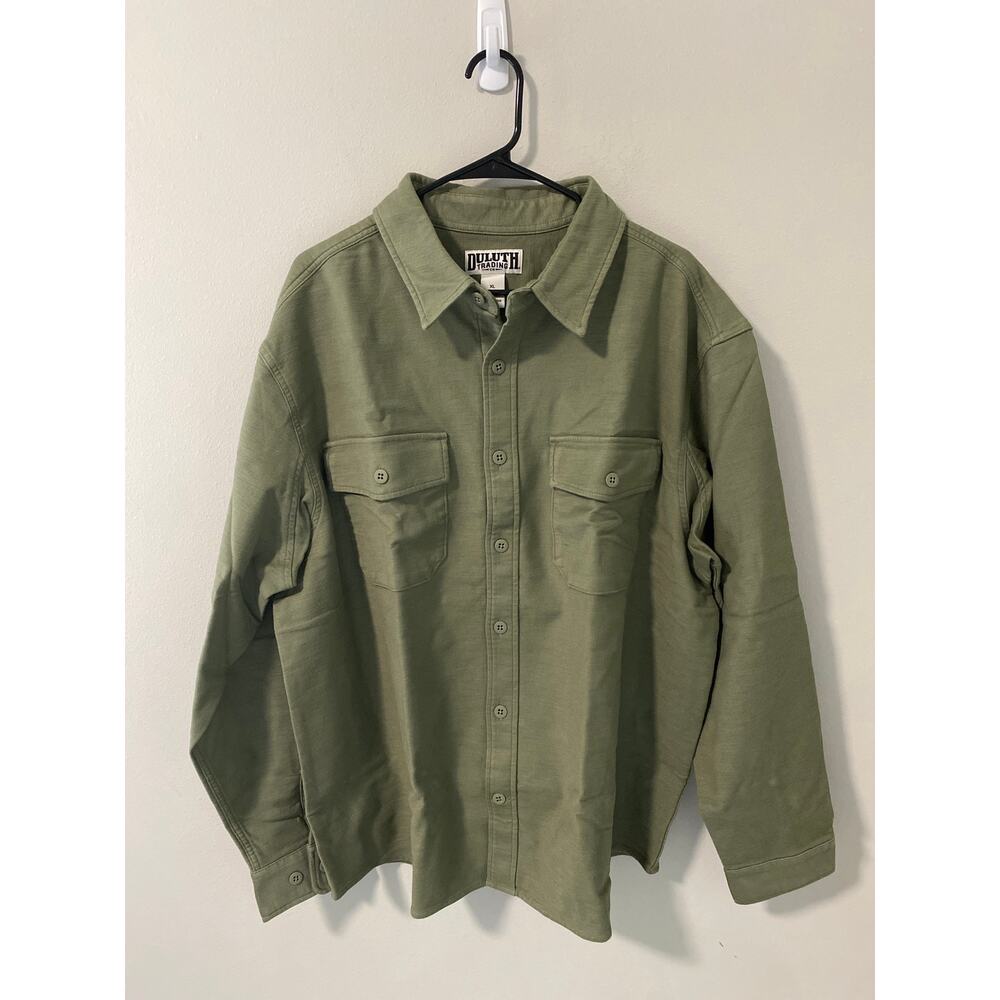 New Duluth Trading Officer's Slub Sateen Shirt Jac Men's XLG NWT, Olive Green